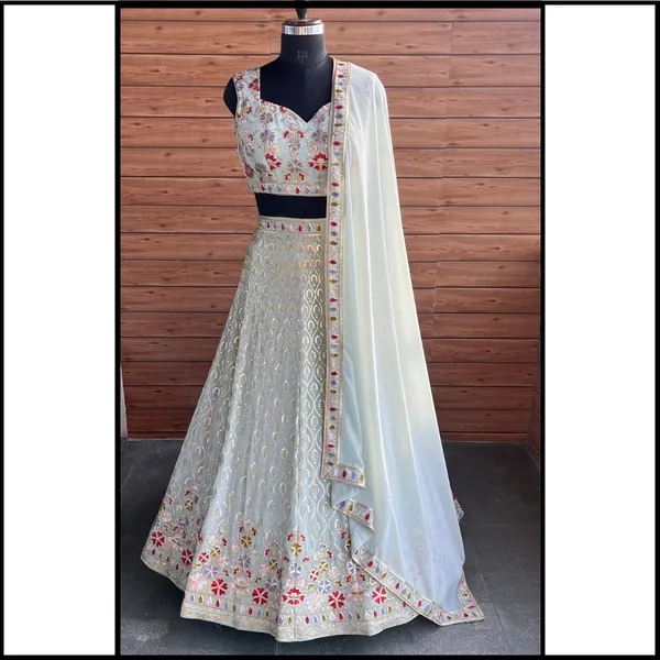Light_pista_color_Sequence_Embroidery_work_Designer_Lehenga_Choli.