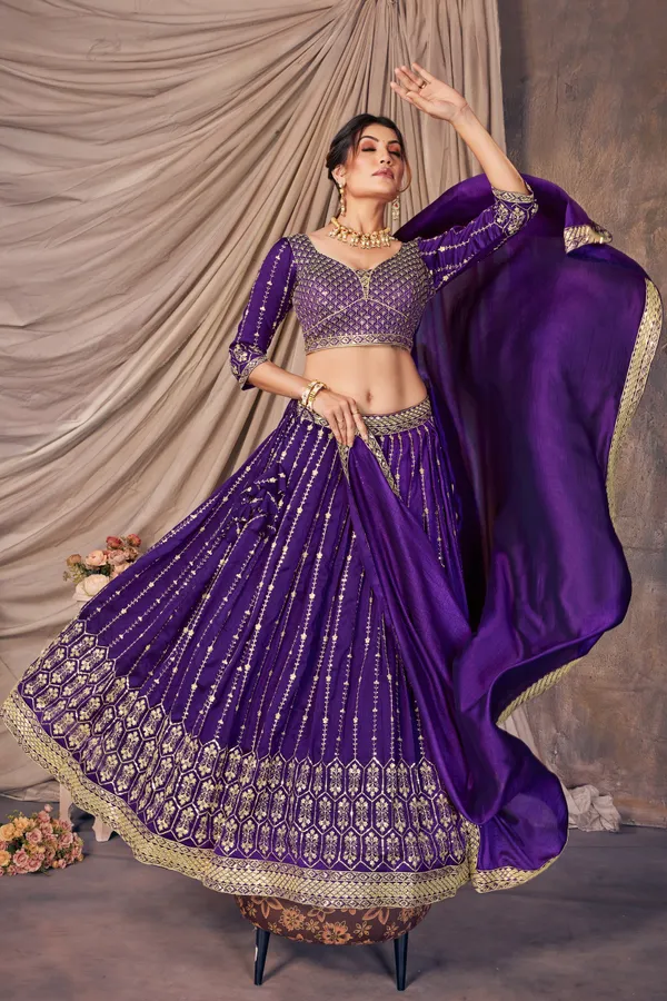 Purple_color__&_Sequence_Embroidery_work_Designer_Lehenga_Choli.