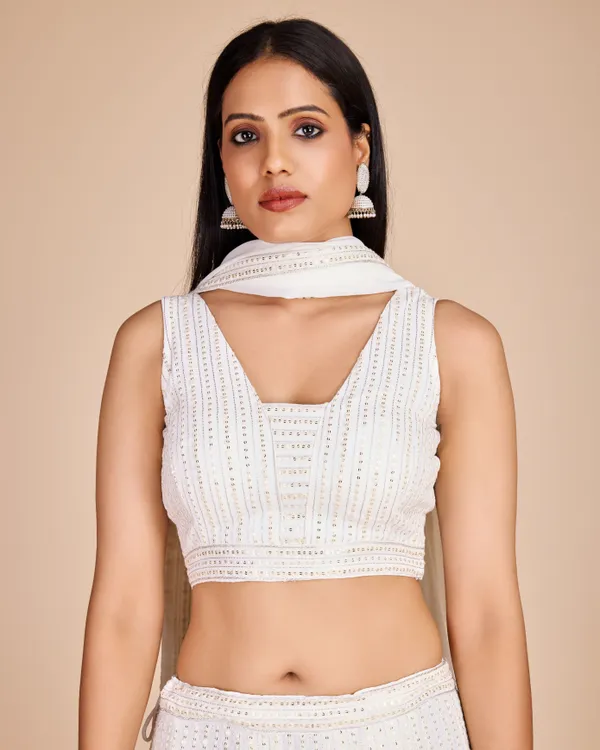 White_Color_Embroidery_&_Sequence_work_Designer_Lehenga_choli.