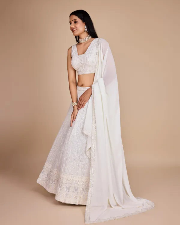 White_Color_Embroidery_&_Sequence_work_Designer_Lehenga_choli.