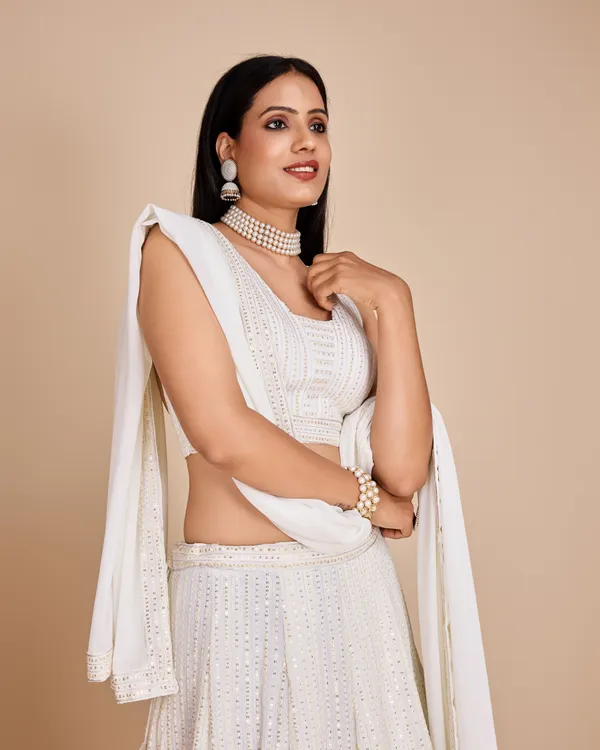 White_Color_Embroidery_&_Sequence_work_Designer_Lehenga_choli.