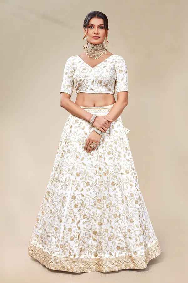 White_color_Designer_Sequence_Embroidery_work_Lehenga_choli.