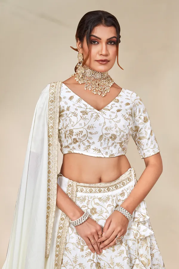 White_color_Designer_Sequence_Embroidery_work_Lehenga_choli.