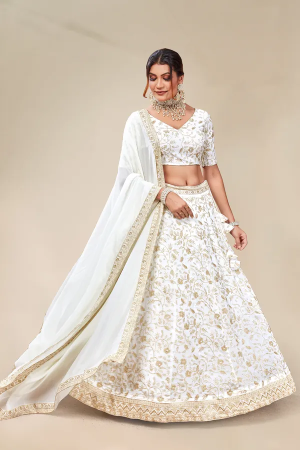 White_color_Designer_Sequence_Embroidery_work_Lehenga_choli.