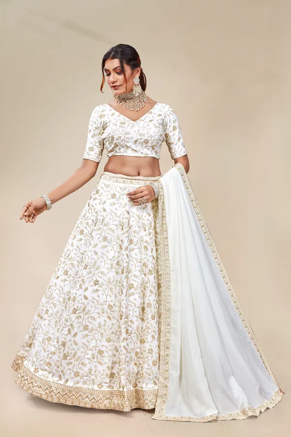 White_color_Designer_Sequence_Embroidery_work_Lehenga_choli.