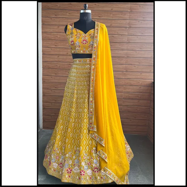 Yellow_color_Sequence_Embroidery_work_Designer_Lehenga_Choli.