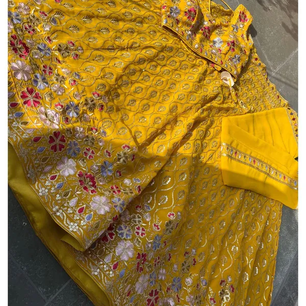 Yellow_color_Sequence_Embroidery_work_Designer_Lehenga_Choli.