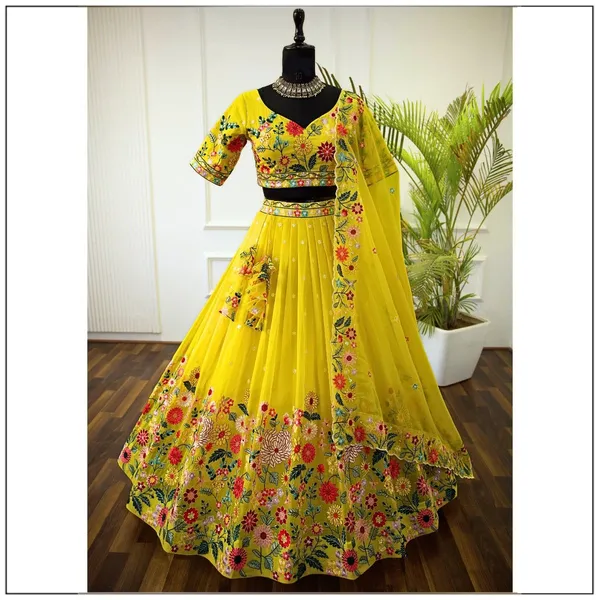 Yellow_color_Sequence_Embroidery_work_Designer_Lehenga_Choli.