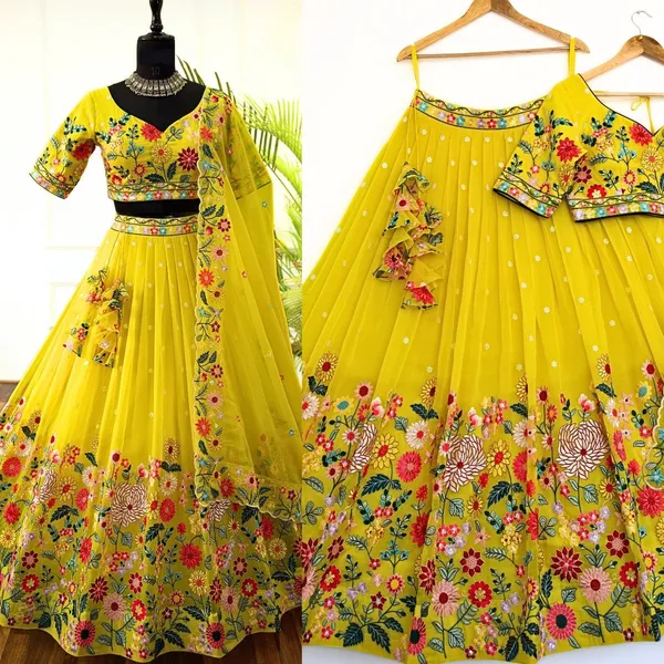 Yellow_color_Sequence_Embroidery_work_Designer_Lehenga_Choli.