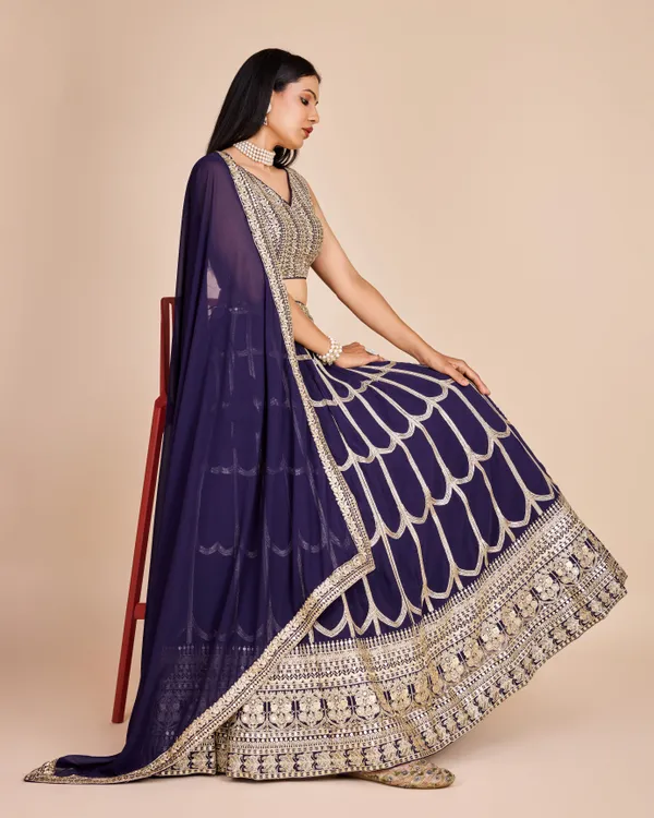 Blue_color_Sequence_Thread_work_Designer_Lehenga_Choli.