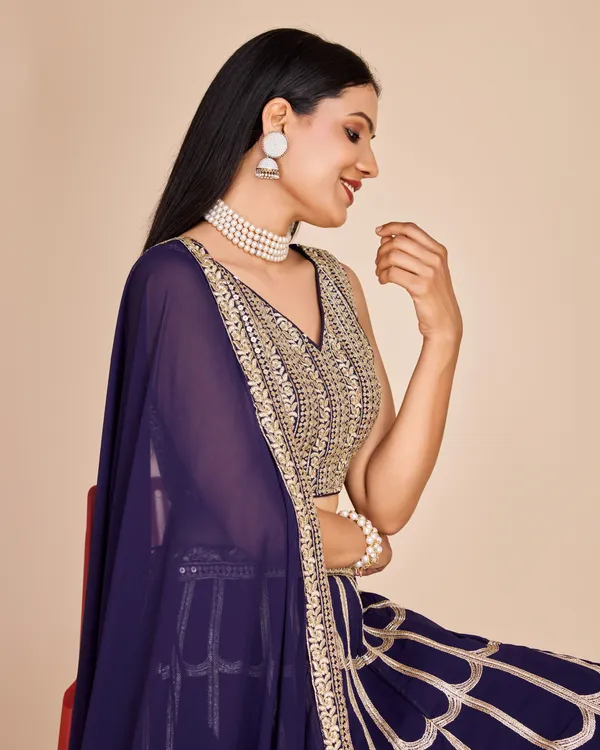 Blue_color_Sequence_Thread_work_Designer_Lehenga_Choli.
