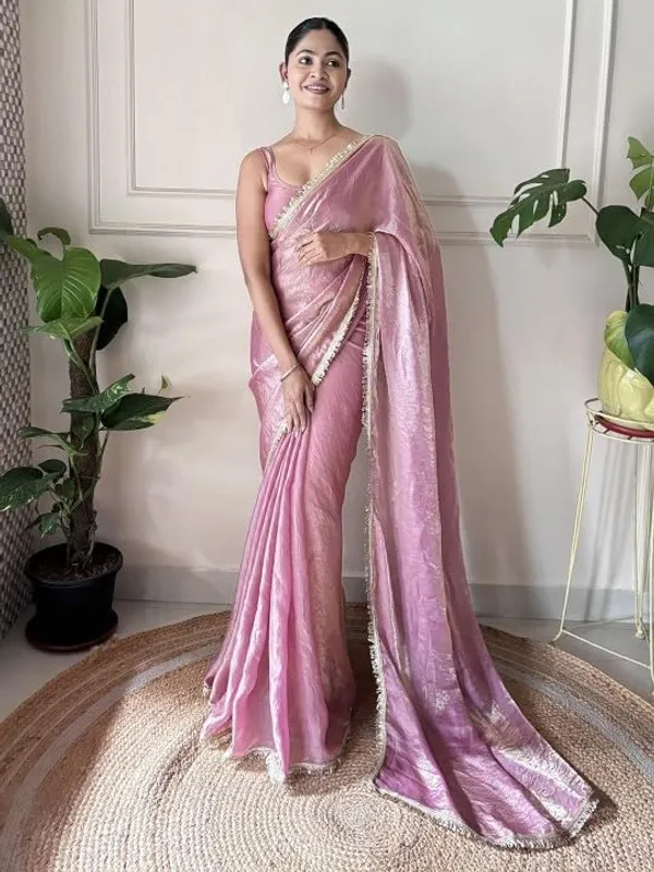 Mauve_Paper_Silk_Saree_With_Sequence_Work_Border_With_Unstitched_Blouse_Piece