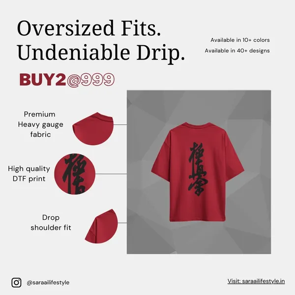 Karate_Dragon_Oversized_Fit_Red_Tshirt_With_240_GSM_Premium_Biowashed_Cotton_Loopknit_Fabric