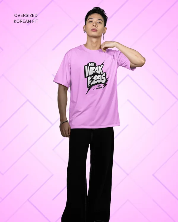 Mens_No_Weakness_Oversized_Fit_Lilac_Tshirt_Made_With_Premium_Biowashed_240_GSM_Loopknit_Cotton_Fabric