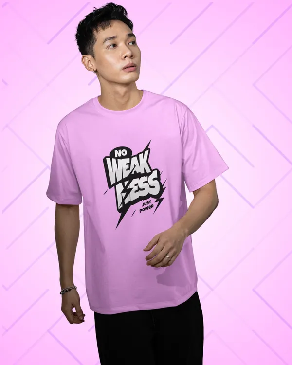 Mens_No_Weakness_Oversized_Fit_Lilac_Tshirt_Made_With_Premium_Biowashed_240_GSM_Loopknit_Cotton_Fabric