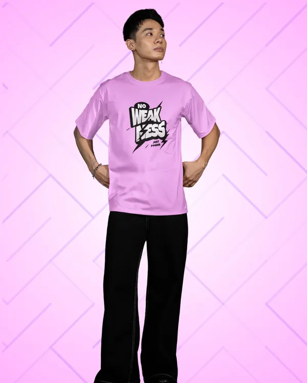 Mens_No_Weakness_Oversized_Fit_Lilac_Tshirt_Made_With_Premium_Biowashed_240_GSM_Loopknit_Cotton_Fabric