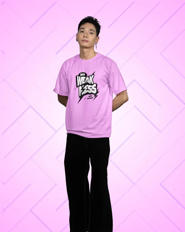 Mens_No_Weakness_Oversized_Fit_Lilac_Tshirt_Made_With_Premium_Biowashed_240_GSM_Loopknit_Cotton_Fabric