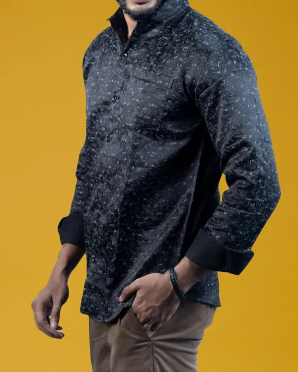 Mens__Regular_Fit_Black_Shirt_Made_With_Premium_Satin_Printed_Cotton_Fabric