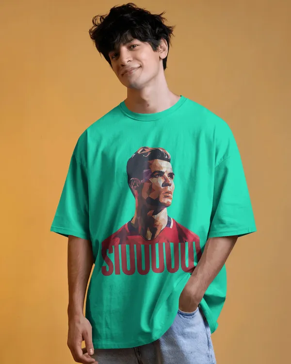Siuuu_Cristiano_Ronaldo_Tribute_Oversized_Fit_Mint_Green_Tshirt_With_240_GSM_Premium_Biowashed_Cotton_Loopknit_Fabric