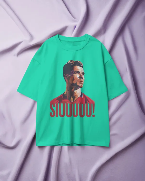 Siuuu_Cristiano_Ronaldo_Tribute_Oversized_Fit_Mint_Green_Tshirt_With_240_GSM_Premium_Biowashed_Cotton_Loopknit_Fabric