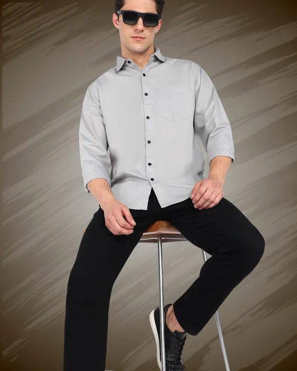 Grey_Solid_Casual_Cotton_Blend_Shirt_For_Men