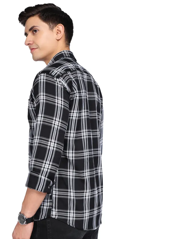 Black_Checkered_Casual_Cotton_Blend_Shirt_For_Men