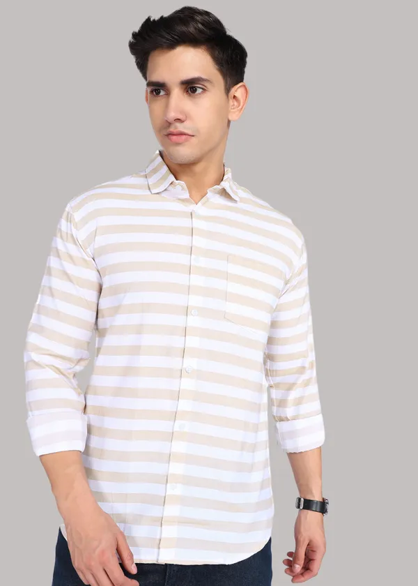 Beige_Striped_Casual_Cotton_Blend_Shirt_For_Men
