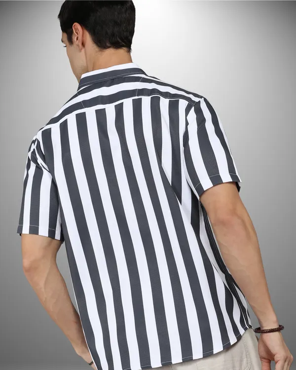 Mens_Popcorn_Textured_Striped_Grey_Shirt