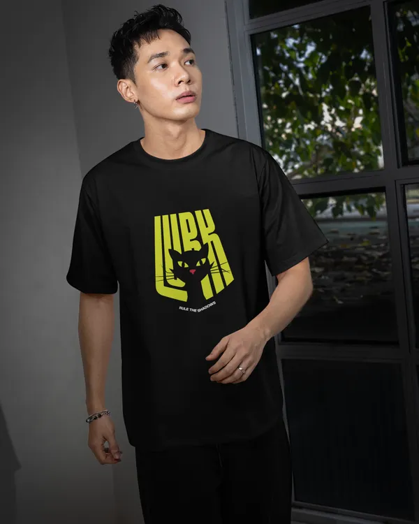 Mens_Lurking_Cat_Oversized_Korean_Fit_Black_Tshirt_Made_With_Premium_Biowashed_240_GSM_Loopknit_Cotton_Fabric