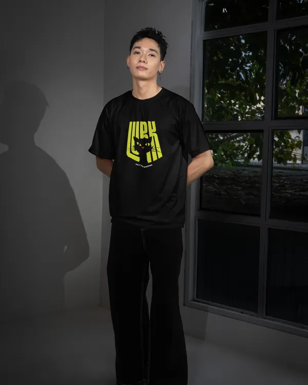 Mens_Lurking_Cat_Oversized_Korean_Fit_Black_Tshirt_Made_With_Premium_Biowashed_240_GSM_Loopknit_Cotton_Fabric