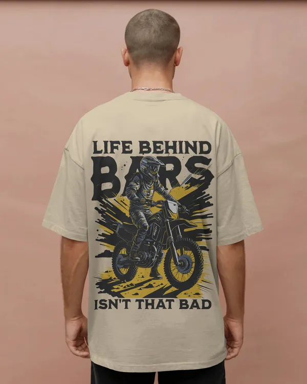 Mens_Bike_Rider_Oversized_Fit_Cream_Tshirt_Made_With_Premium_Biowashed_240_GSM_Loopknit_Cotton_Fabric
