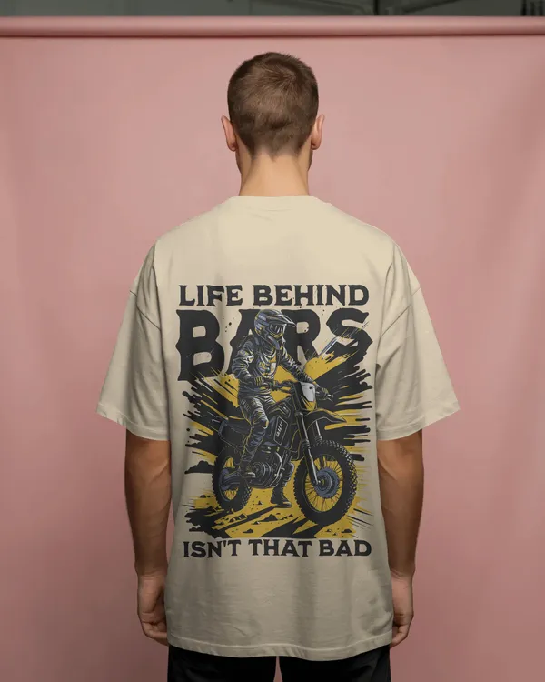 Mens_Bike_Rider_Oversized_Fit_Cream_Tshirt_Made_With_Premium_Biowashed_240_GSM_Loopknit_Cotton_Fabric