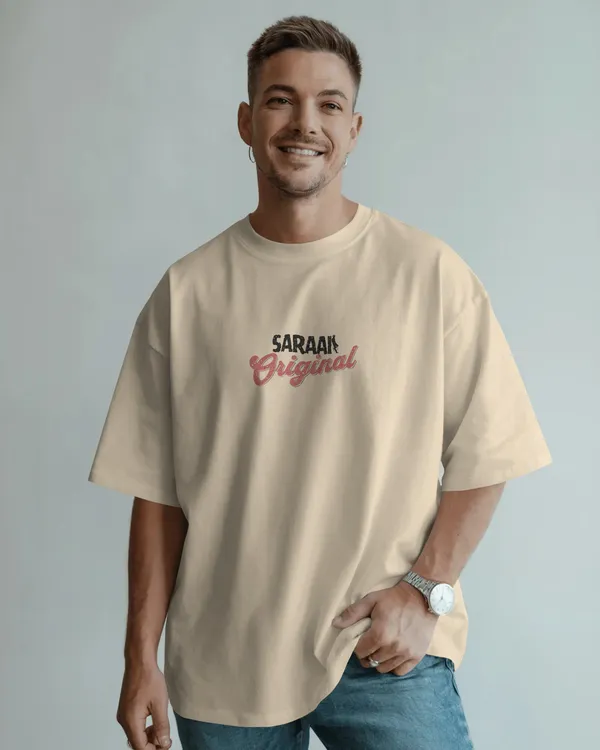 Mens_Bike_Rider_Oversized_Fit_Cream_Tshirt_Made_With_Premium_Biowashed_240_GSM_Loopknit_Cotton_Fabric