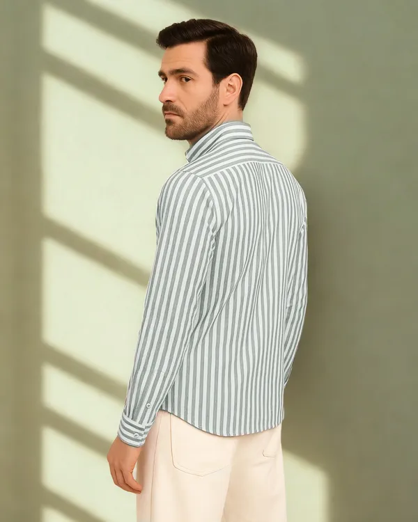 Mens_Striped_Casual_Green_Shirt_Made_With_Premium_Oxford_Cotton_Fabric