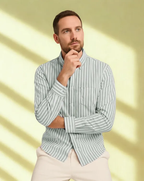 Mens_Striped_Casual_Green_Shirt_Made_With_Premium_Oxford_Cotton_Fabric