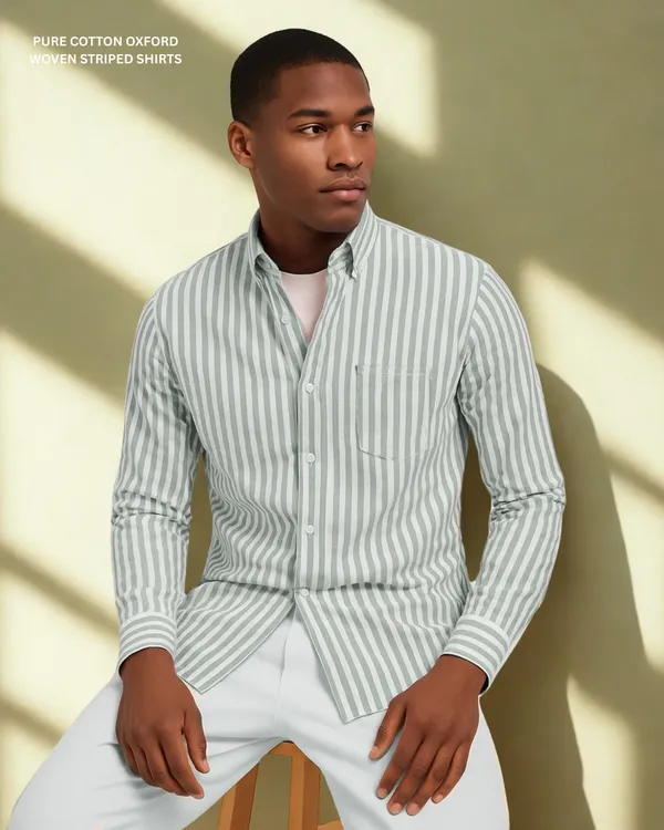 Mens_Striped_Casual_Green_Shirt_Made_With_Premium_Oxford_Cotton_Fabric