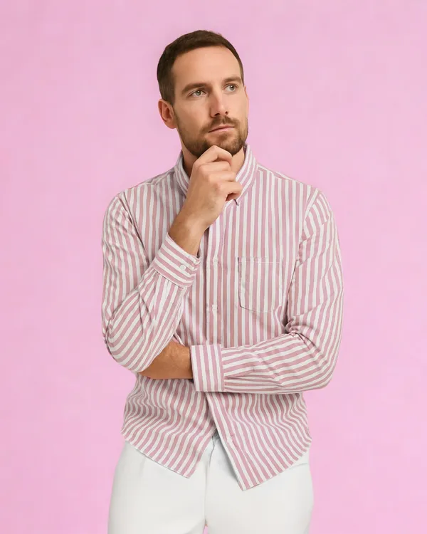 Mens_Striped_Casual_Maroon_Shirt_Made_With_Premium_Oxford_Cotton_Fabric