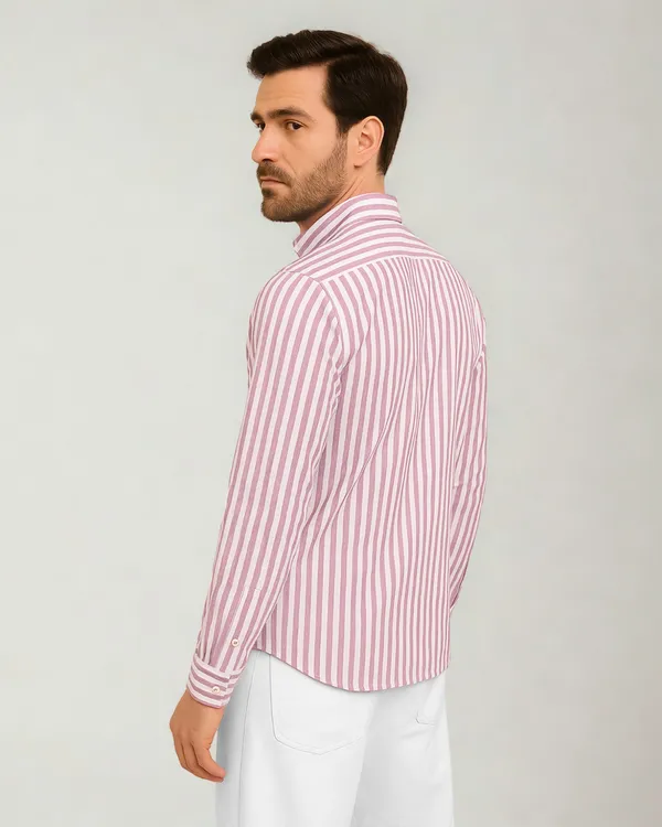 Mens_Striped_Casual_Maroon_Shirt_Made_With_Premium_Oxford_Cotton_Fabric