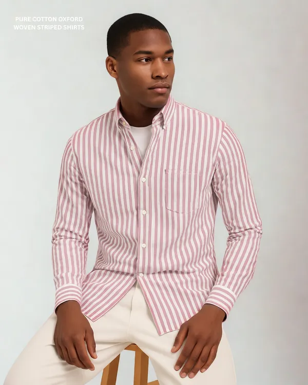 Mens_Striped_Casual_Maroon_Shirt_Made_With_Premium_Oxford_Cotton_Fabric