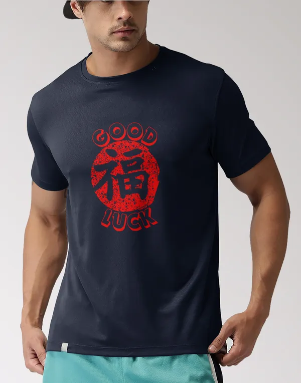 Navy_Good_Luck_Classic_Fit_Tshirt_For_Men_With_200_GSM_Biowashed_Cotton_Single_Jersey_Fabric