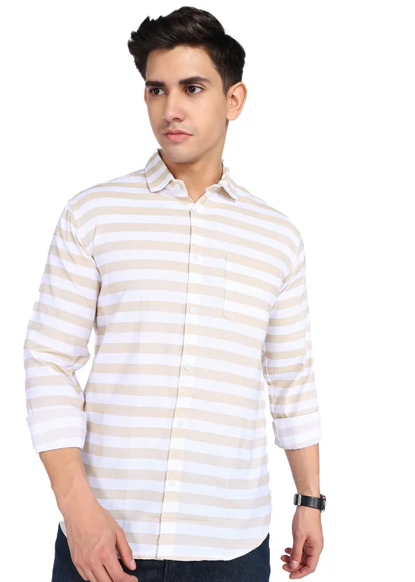 Beige_Striped_Casual_Cotton_Blend_Shirt_For_Men