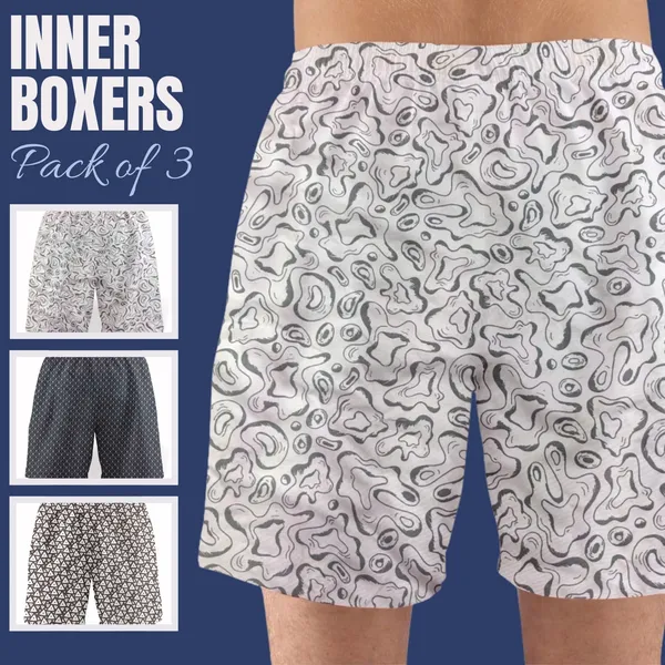 Saraai_Mens_Assorted_Pack_Of_Three_Boxers_Combo_1||_Pure_Cotton_Inner_Boxer_Set