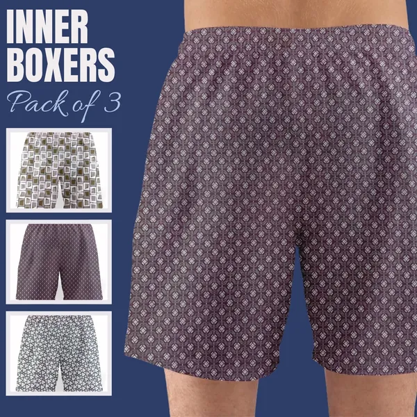 Saraai_Mens_Assorted_Pack_Of_Three_Boxers_Combo_3||_Pure_Cotton_Inner_Boxer_Set