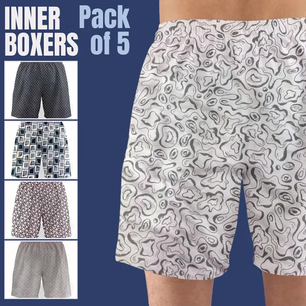 Saraai_Mens_Assorted_Pack_Of_Five_Boxers_Combo_1||_Pure_Cotton_Inner_Boxer_Set_||_Value_Pack