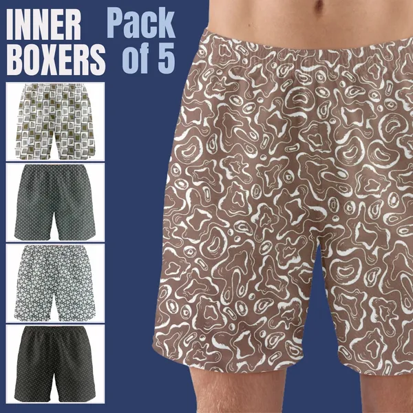 Saraai_Mens_Assorted_Pack_Of_Five_Boxers_Combo_2||_Pure_Cotton_Inner_Boxer_Set_||_Value_Pack