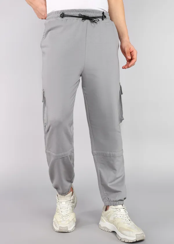 Grey_Tapered_Fit_Knitted_Cargos_For_Men_With_Biowashed_Loopknit_Cotton_Fabric