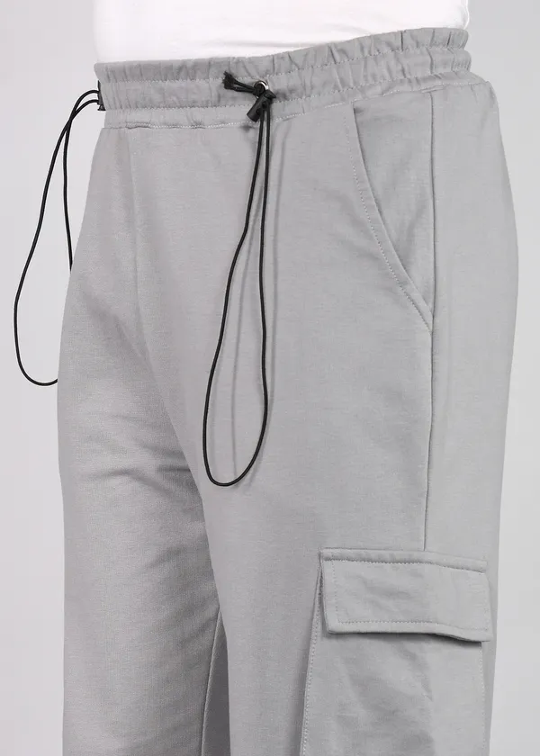 Grey_Tapered_Fit_Knitted_Cargos_For_Men_With_Biowashed_Loopknit_Cotton_Fabric