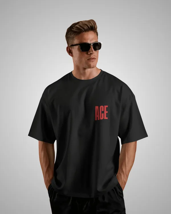Mens_Ace_Oversized_Fit_Black_Tshirt_Made_With_Premium_Biowashed_240_GSM_Loopknit_Cotton_Fabric