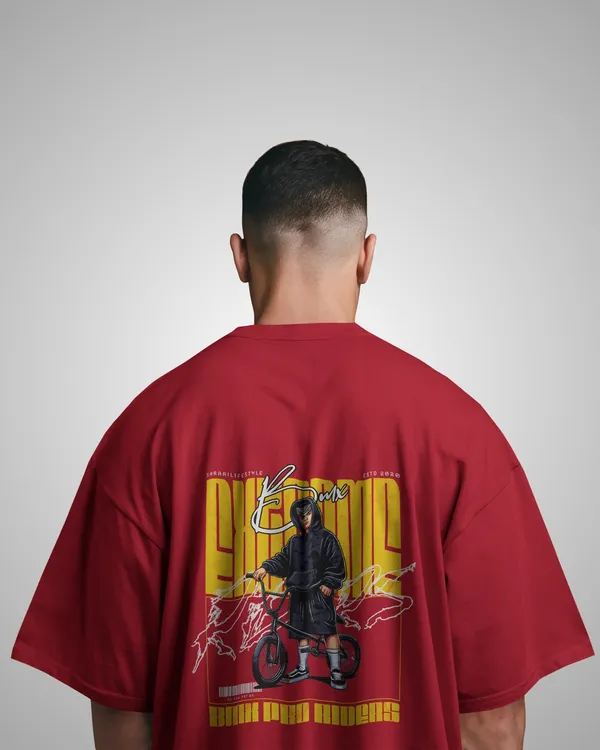 Mens_BMX_Boy_Oversized_Fit_Red_Tshirt_Made_With_Premium_Biowashed_240_GSM_Loopknit_Cotton_Fabric
