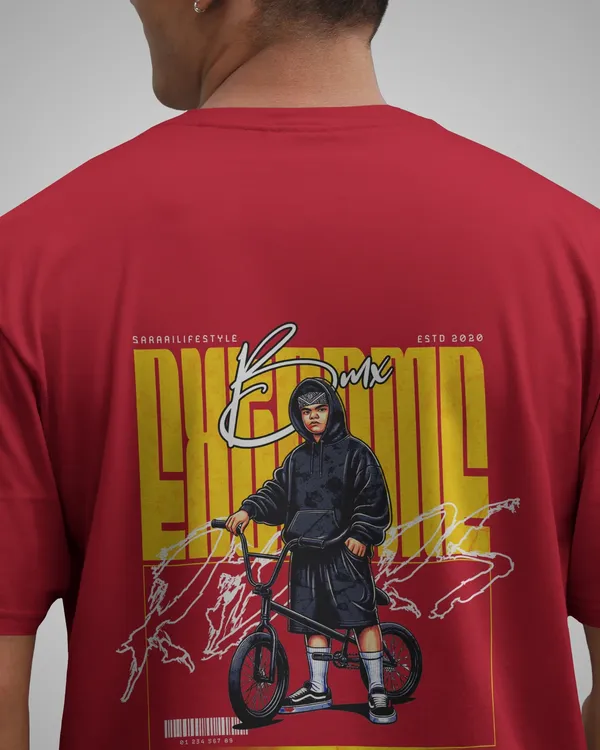 Mens_BMX_Boy_Oversized_Fit_Red_Tshirt_Made_With_Premium_Biowashed_240_GSM_Loopknit_Cotton_Fabric